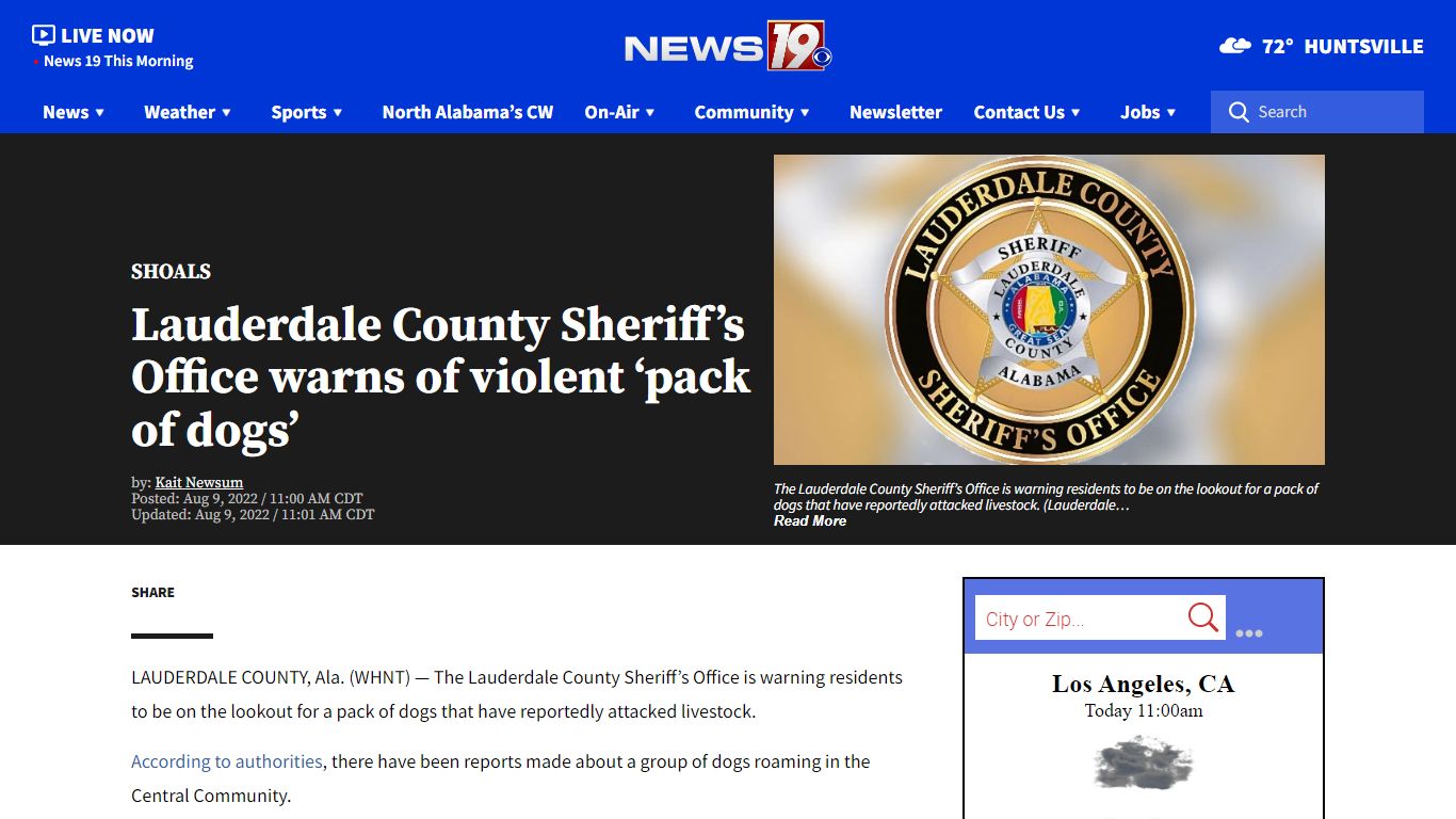 Lauderdale County Sheriff’s Office warns of violent ‘pack of dogs’